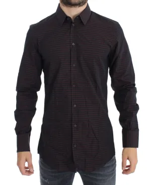 Bordeaux Black Check Slim Fit GOLD Shirt