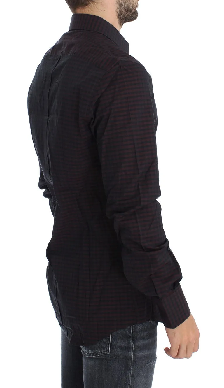 Bordeaux Black Check Slim Fit GOLD Shirt