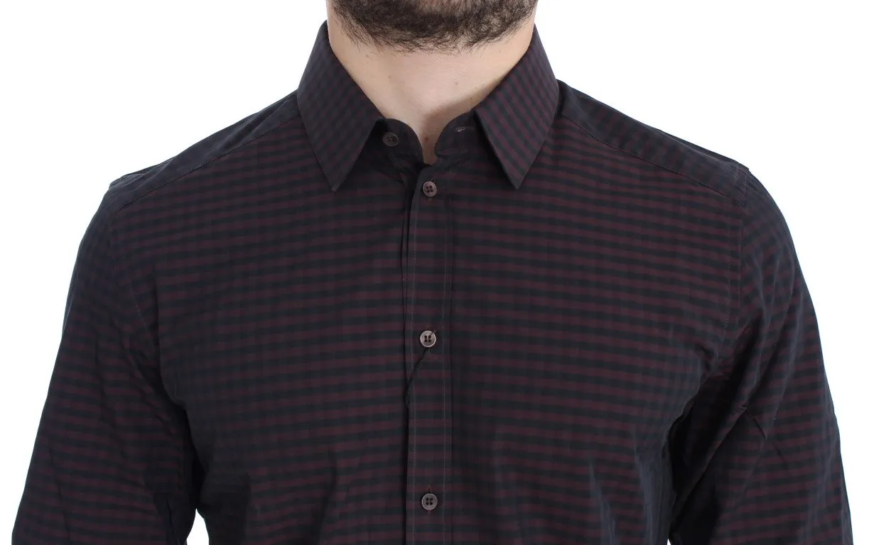 Bordeaux Black Check Slim Fit GOLD Shirt