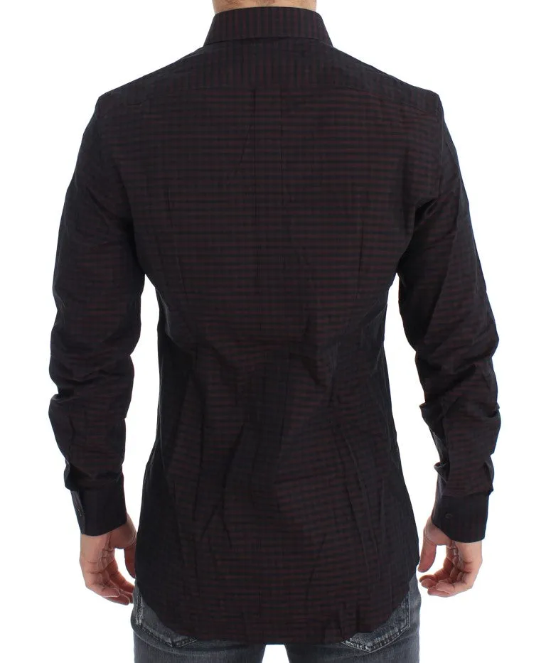 Bordeaux Black Check Slim Fit GOLD Shirt