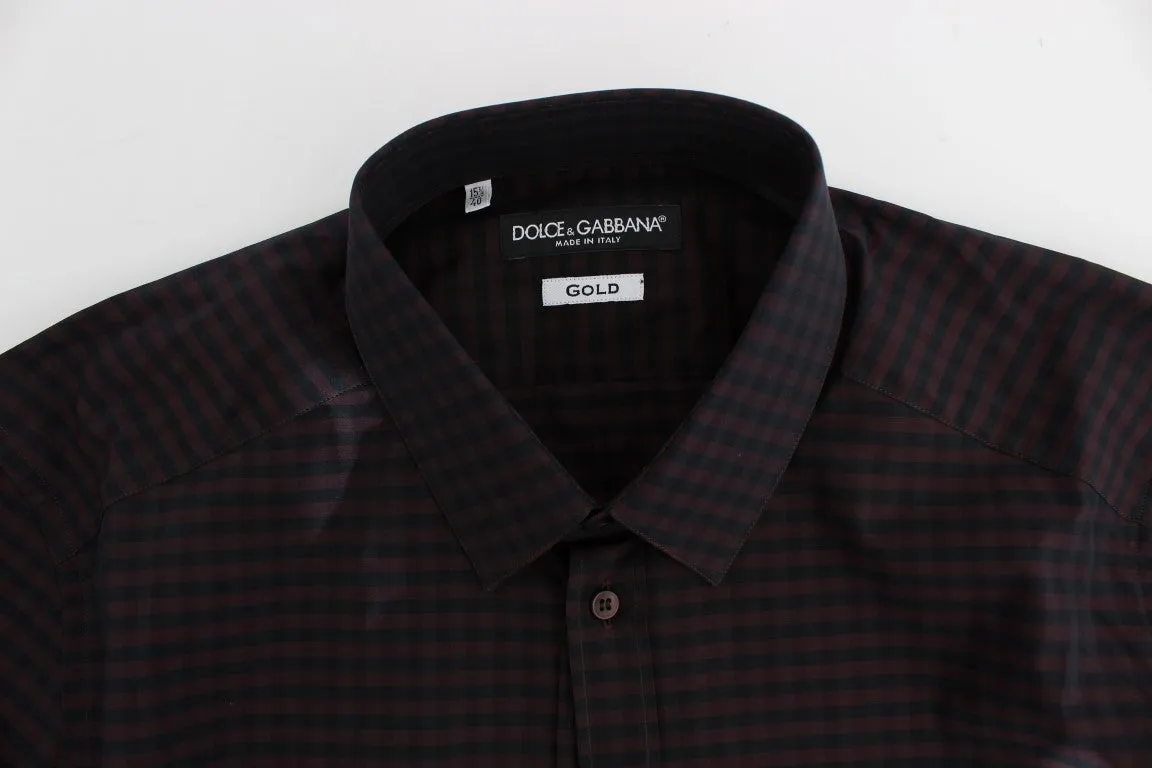 Bordeaux Black Check Slim Fit GOLD Shirt