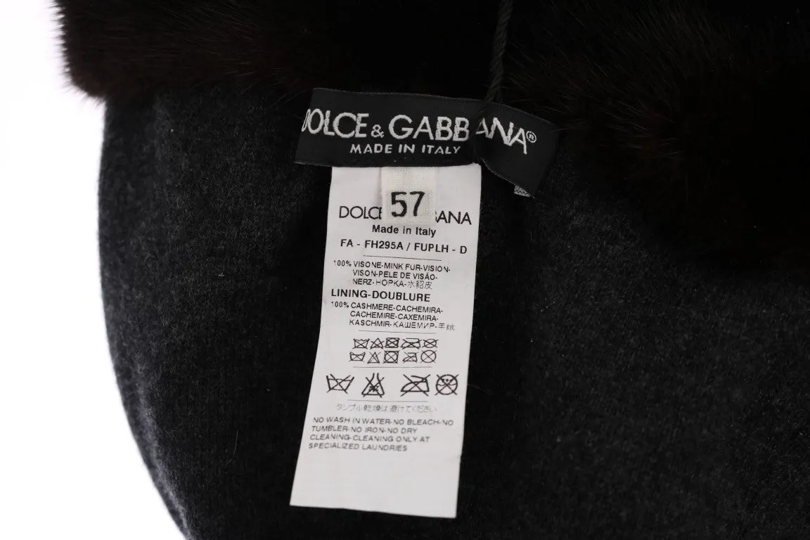 Brown Cashmere Mink Fur Hat