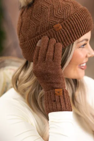 Brown Gloves With Tech Fingertips