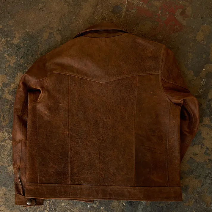 Brown Lambskin Leather Biker Jacket for Men