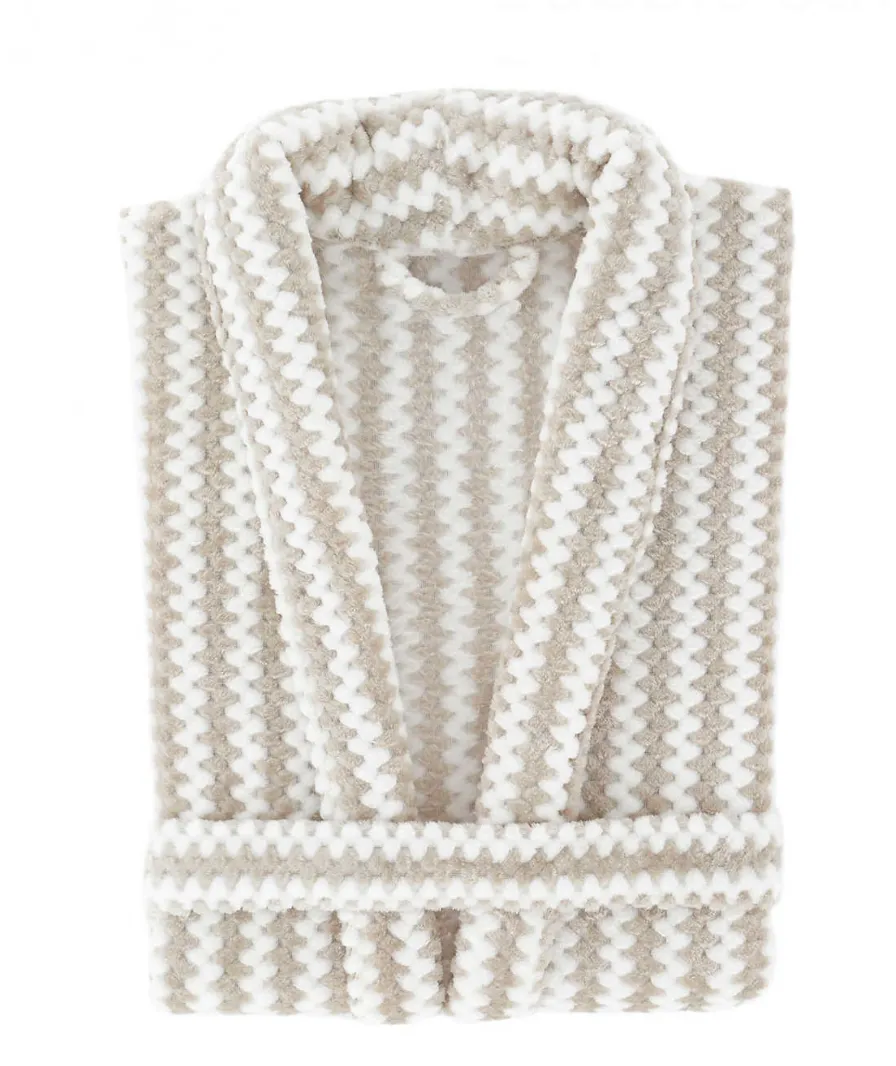 Bubble Stripe Fleece Robe (Sand)