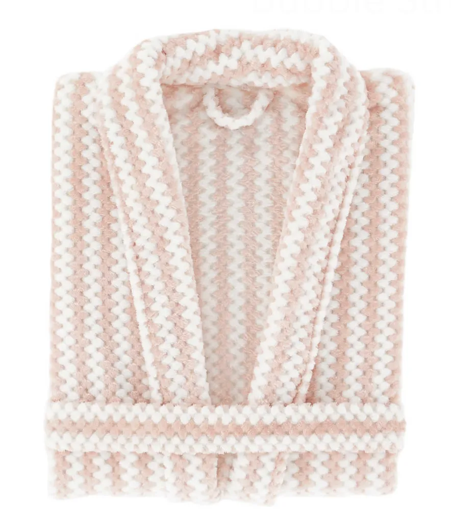 Bubble Stripe Fleece Robe (Slipper Pink)