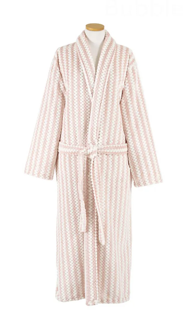 Bubble Stripe Fleece Robe (Slipper Pink)