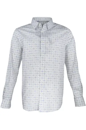 Bugatchi Comfort Stretch Shirt - Checkered White