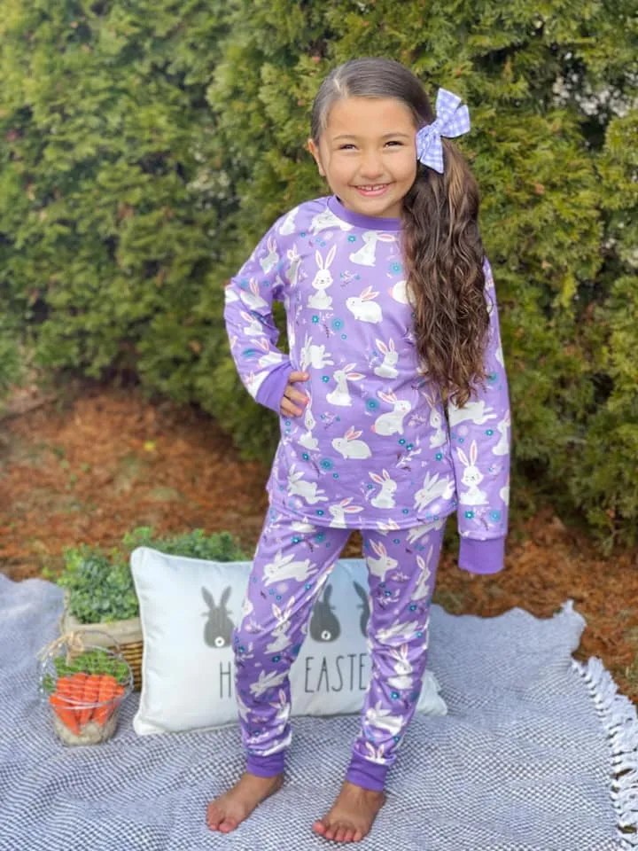 BUNNY PURPLE MILK SILK PAJAMAS