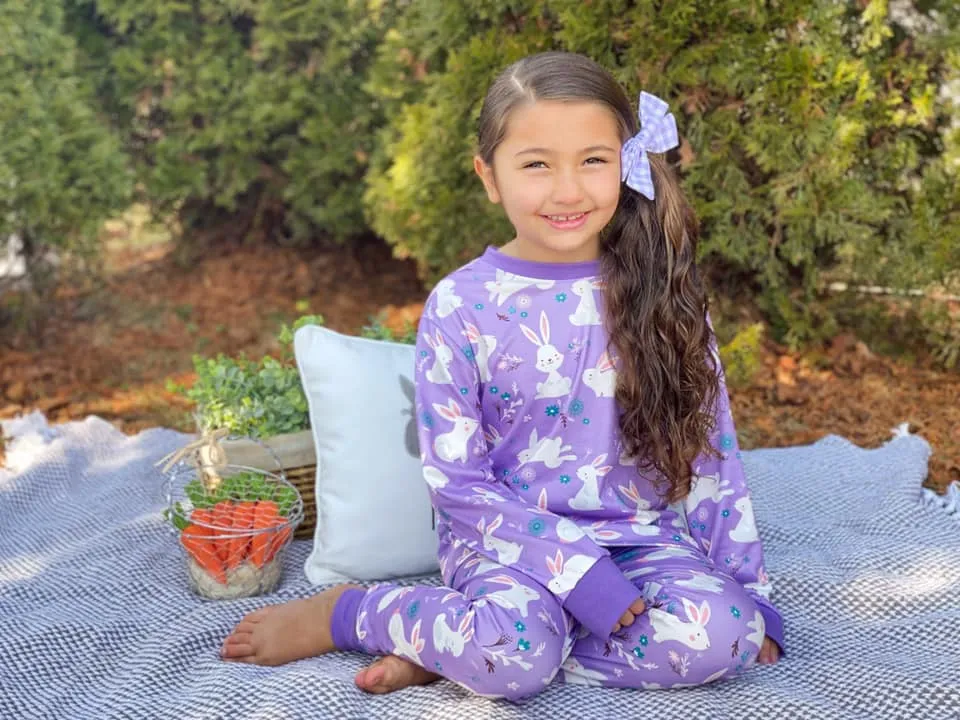 BUNNY PURPLE MILK SILK PAJAMAS