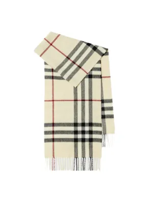 Burberry Check Cashmere Scarf in Stone