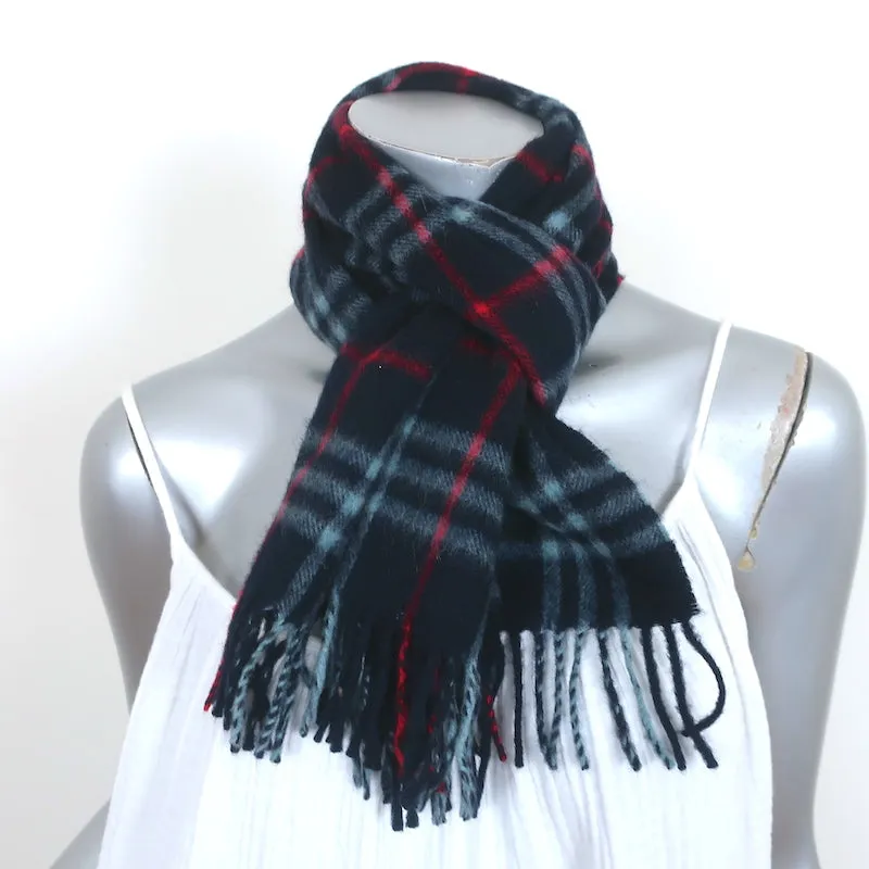 Burberry Vintage Check Cashmere Scarf Navy 56" X 12"