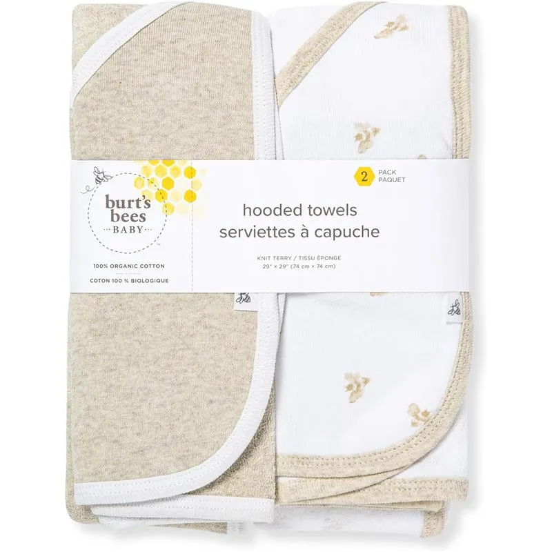 Burt's Bees - Baby Hooded Towels, Absorbent Knit Terry, Hummus