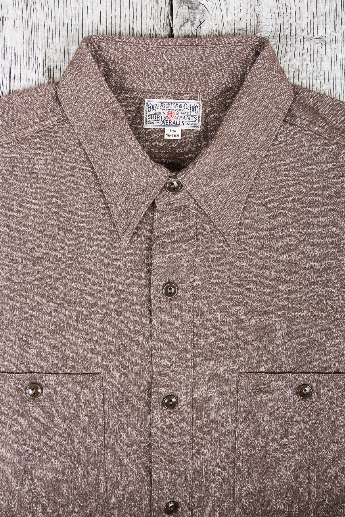 Buzz Rickson's Cotton Covert Work Shirt Brown