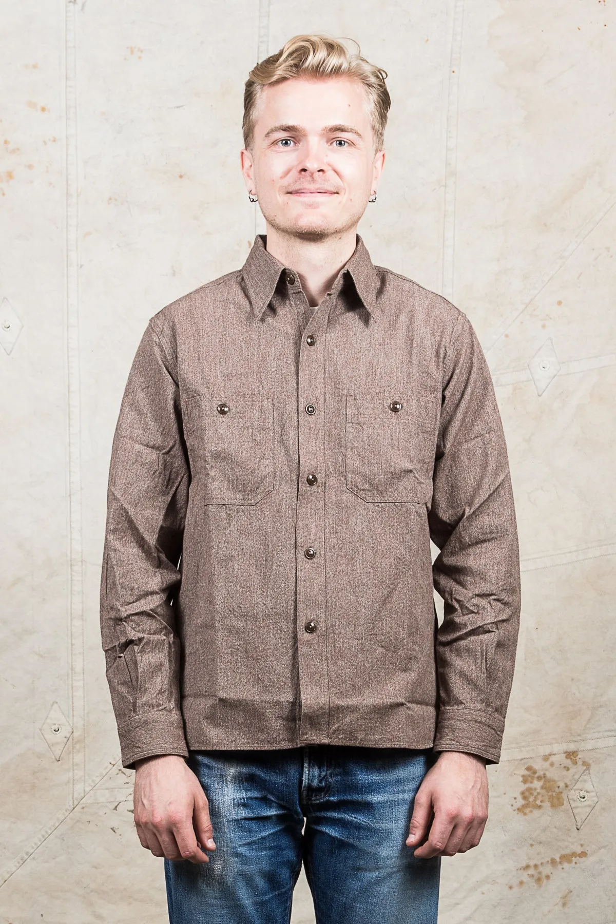 Buzz Rickson's Cotton Covert Work Shirt Brown