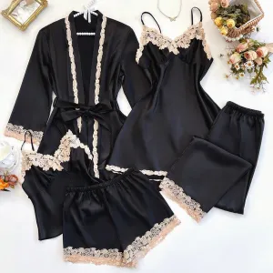 Callasa Silk Pajamas 5 Packs Set - Black