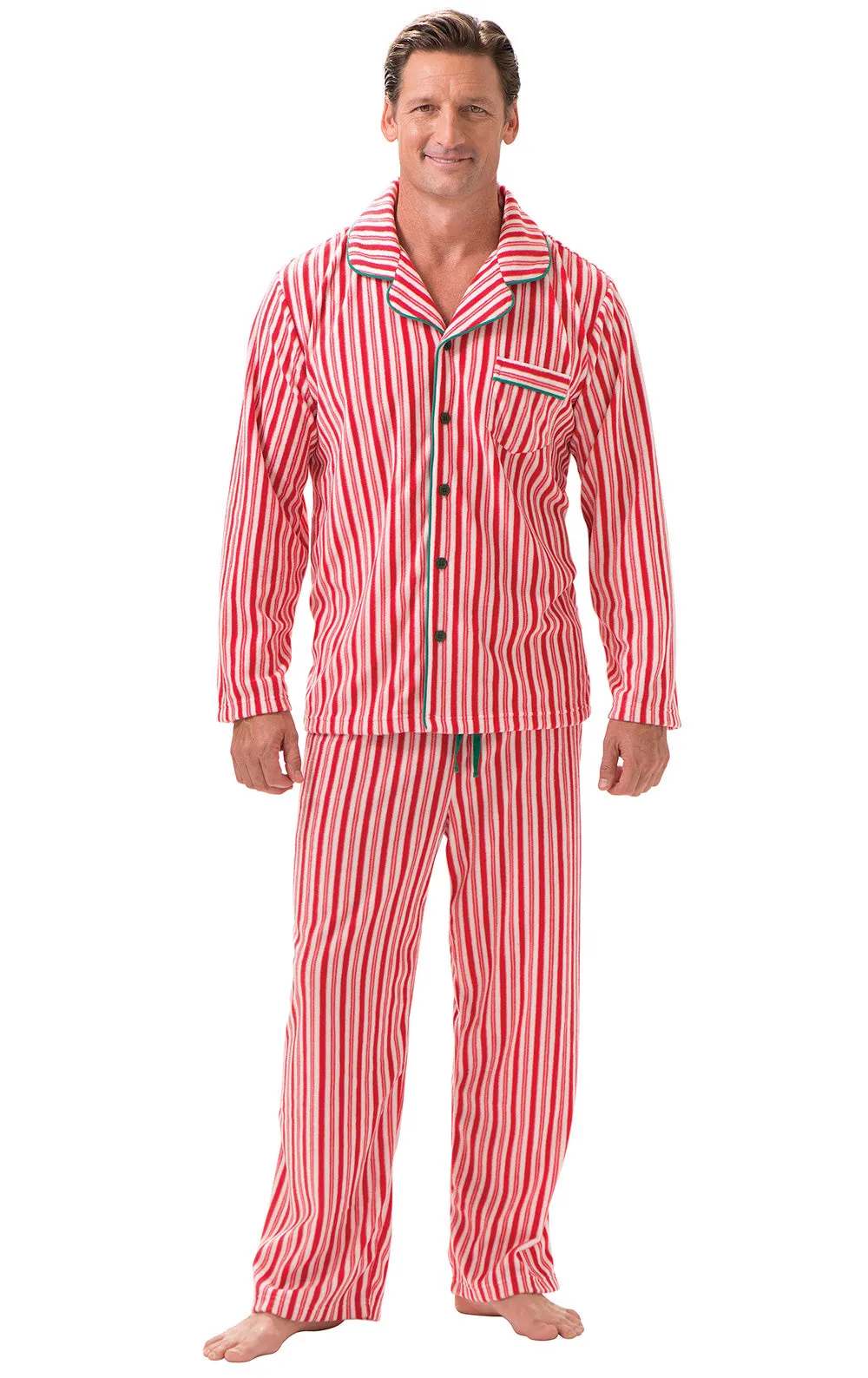 Candy Cane Fleece Matching Couples Pajamas