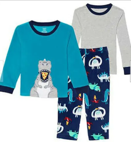 Carter's Toddler Boys 3-piece Fleece PJs Pajamas Sleep Set (Blue Dinosaur,)
