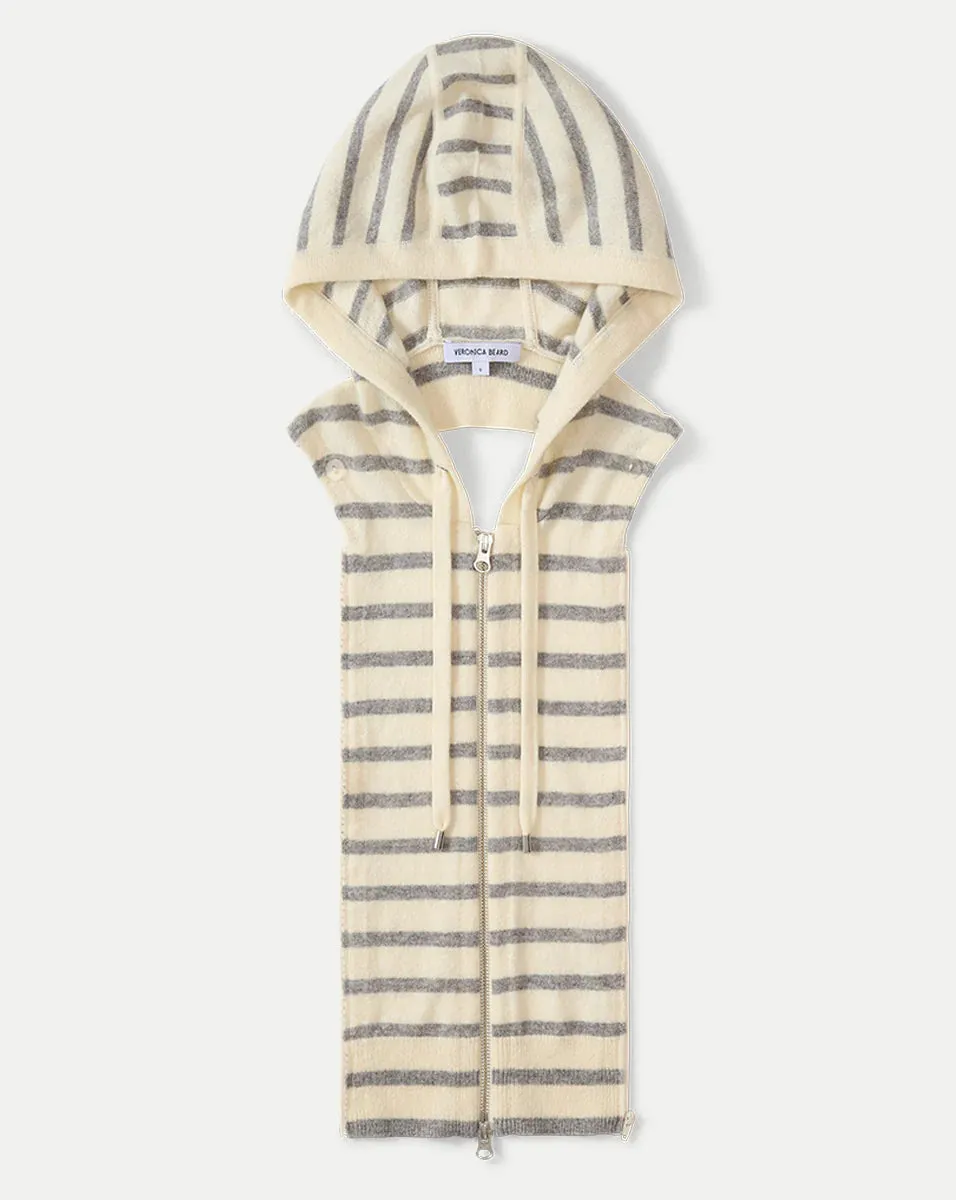 Cashmere Hoodie Dickey in Ivory/Heather Grey