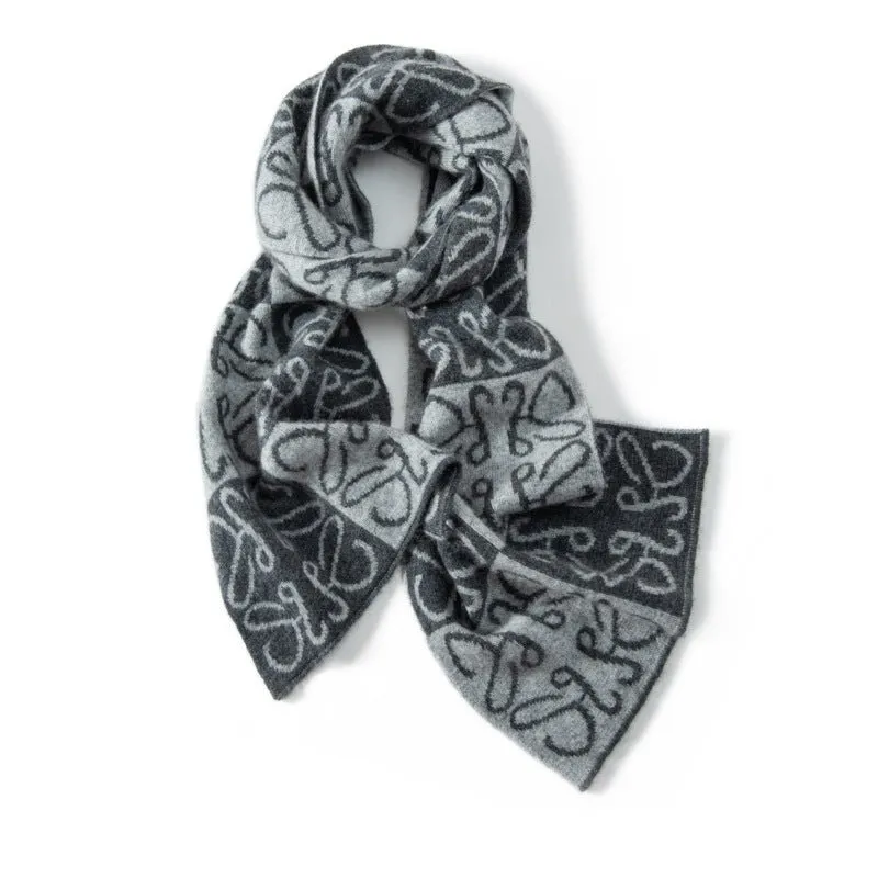 Cashmere Scarf With Abstract Pattern Long Cashmere Wrap Scarves