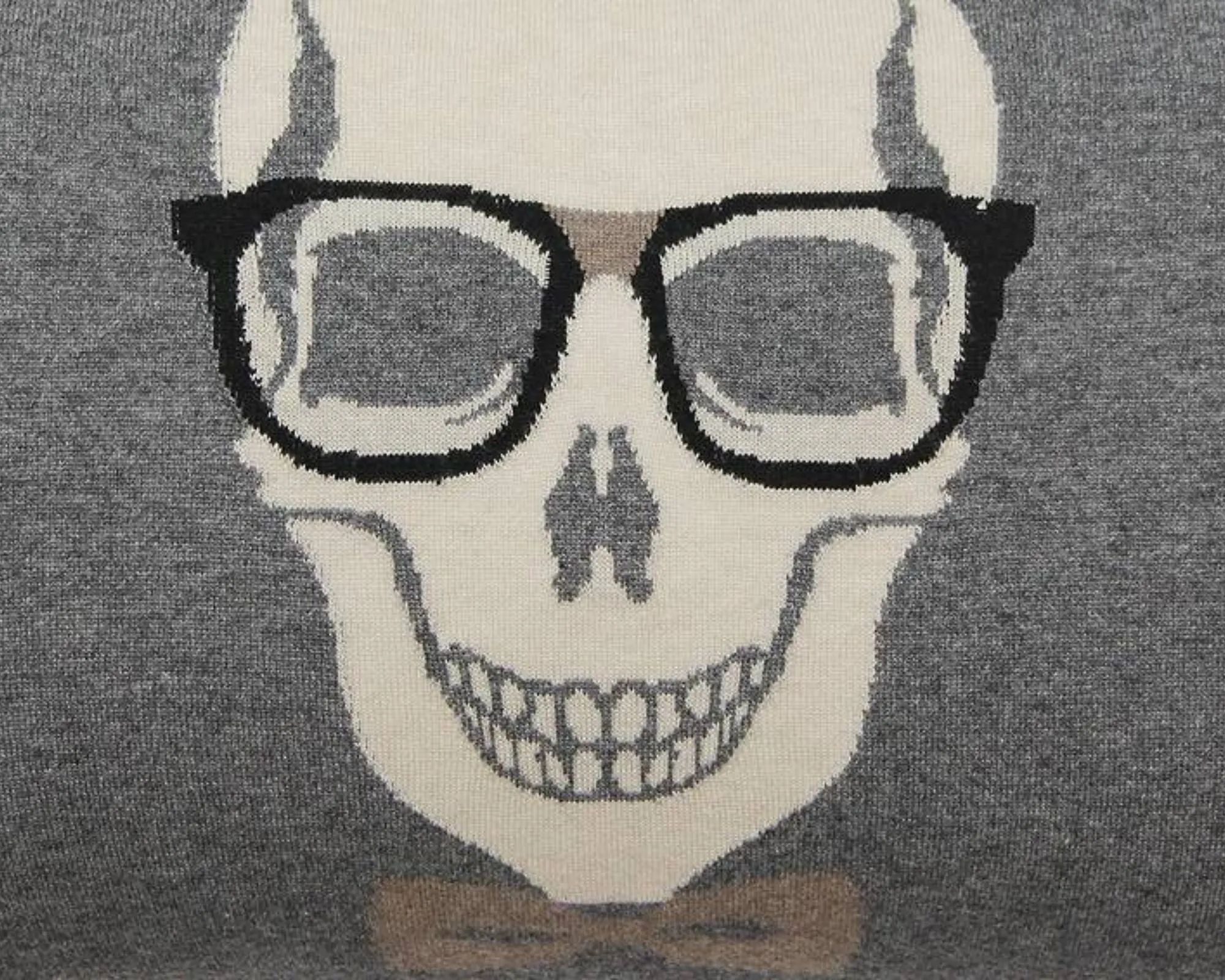 Cashmere Skull Bow Pillow - Gray, Black