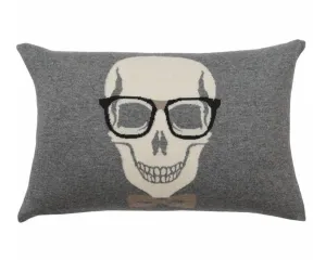 Cashmere Skull Bow Pillow - Gray, Black