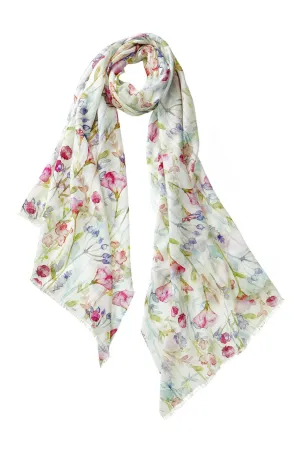 Cashmere Watercolor Shawl in Ivory