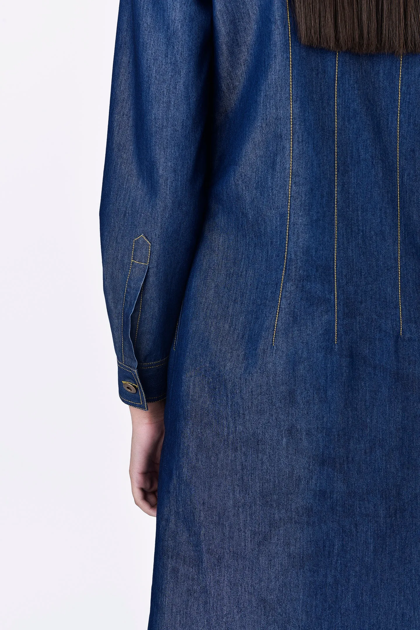 Chambray Shirt Dress with Top Stitch Highlights