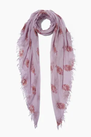 Chan Luu- Hibiscus Floral Cashmere and Silk Scarf- orchid hush