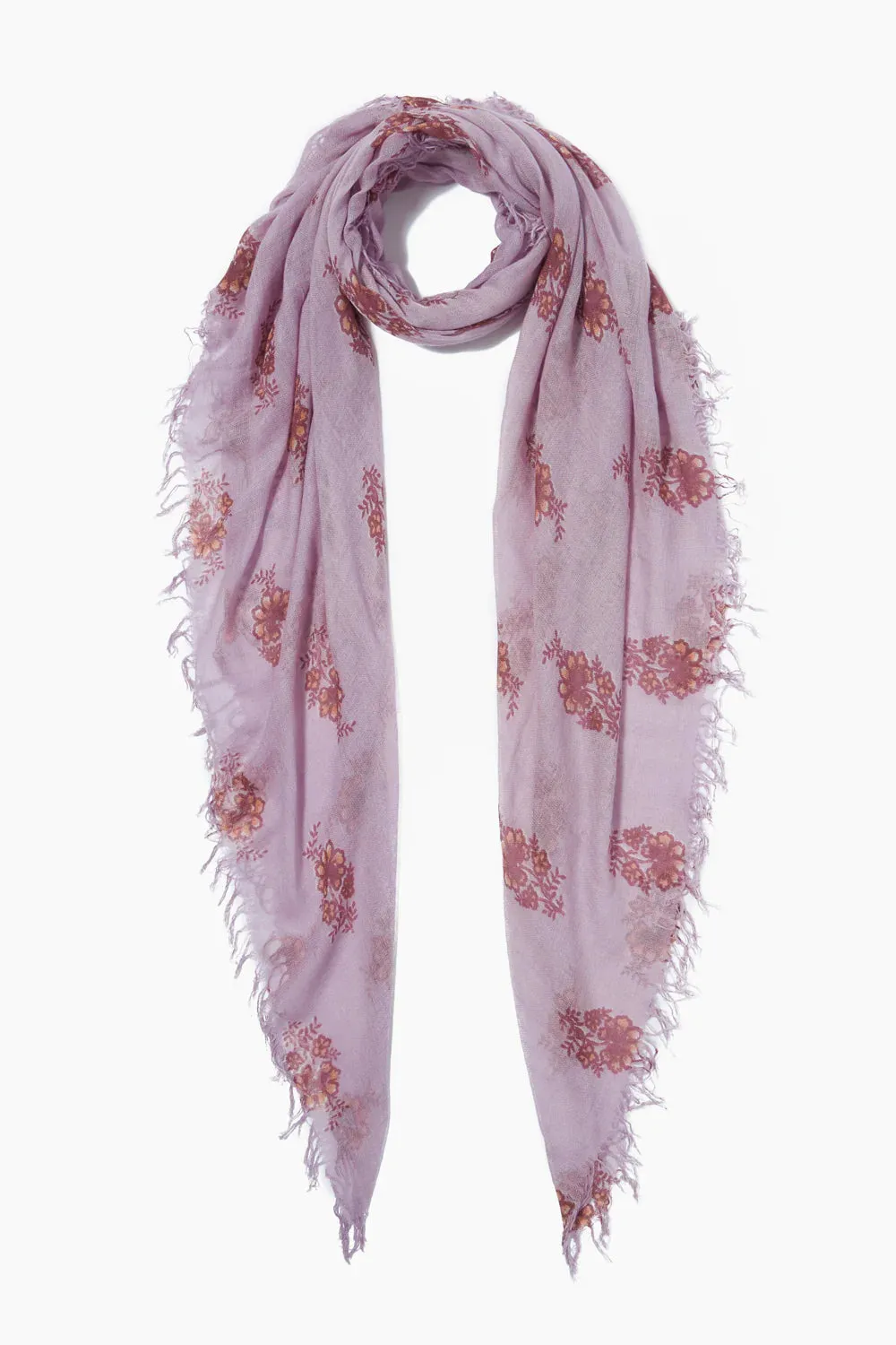 Chan Luu- Hibiscus Floral Cashmere and Silk Scarf- orchid hush