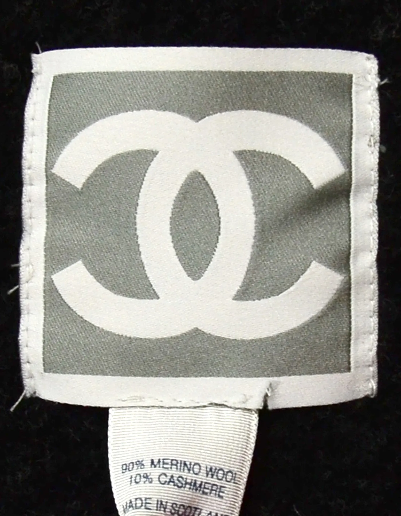 Chanel Black Grey Merino Wool & Cashmere CC Throw Blanket