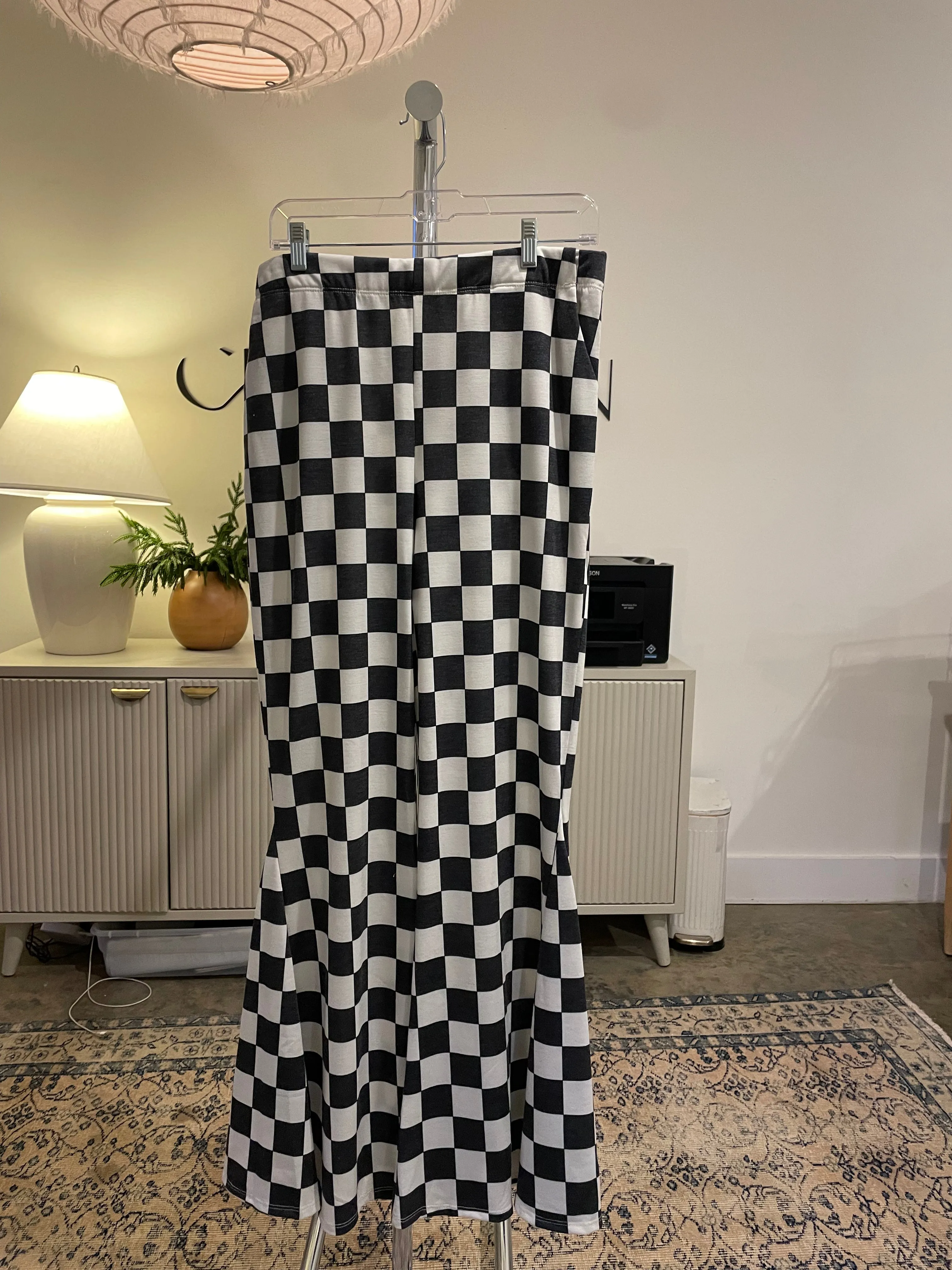 Checkered Flare Pants