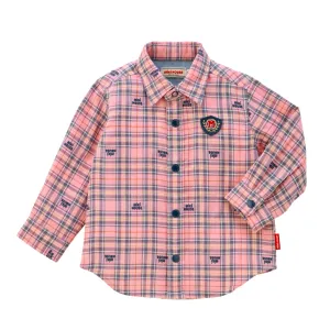 Checkered Long-Sleeve Shirt with Emblem Patch
