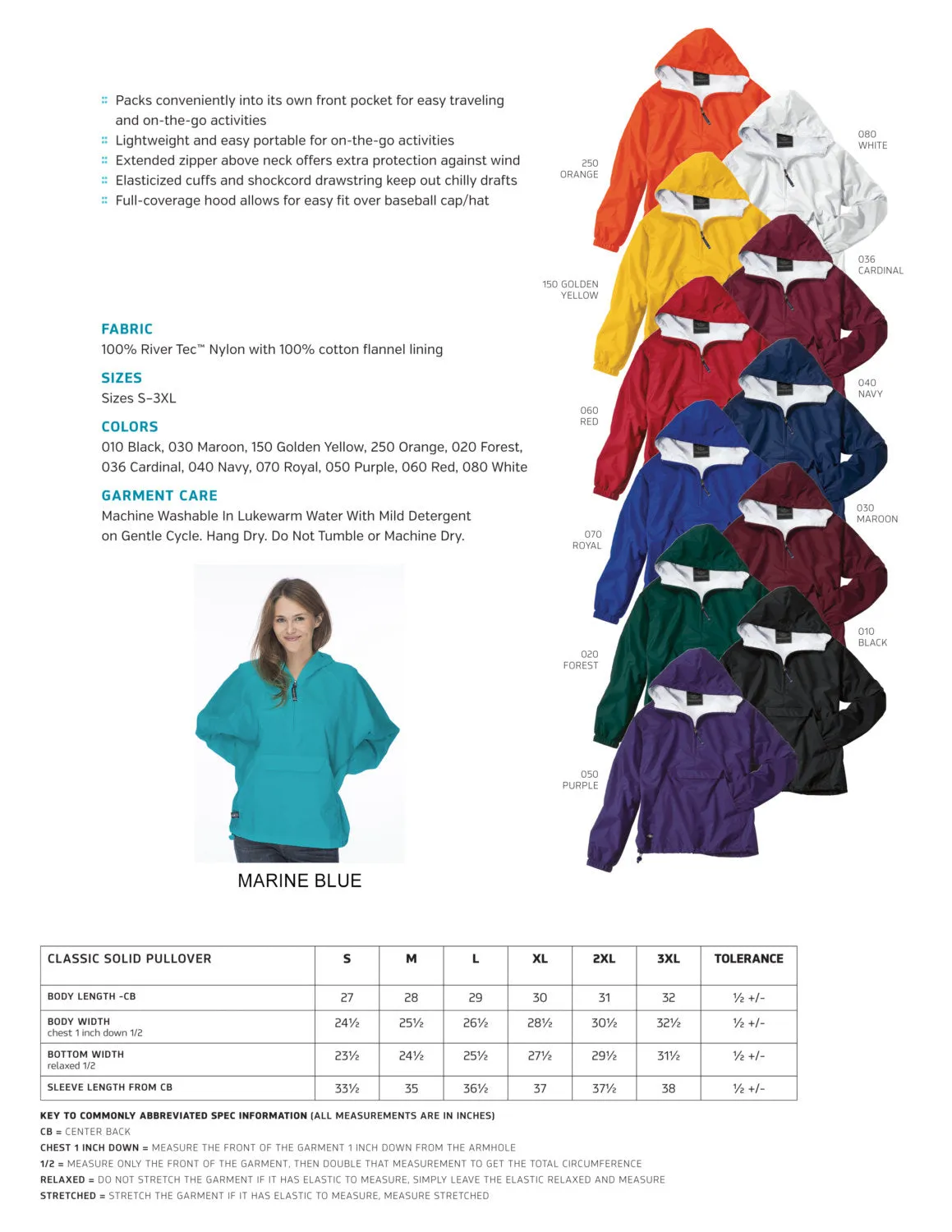 Chi Omega Classic Solid Pullover Windbreaker - Lined