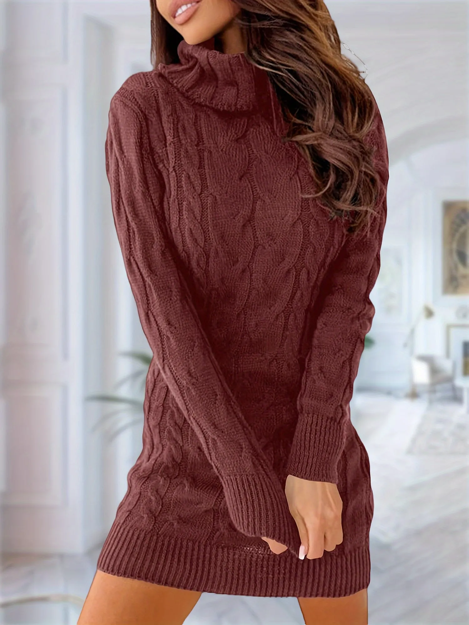 Chic Bodycon Turtleneck Mini Sweater Dress  Cozy Fall Essential