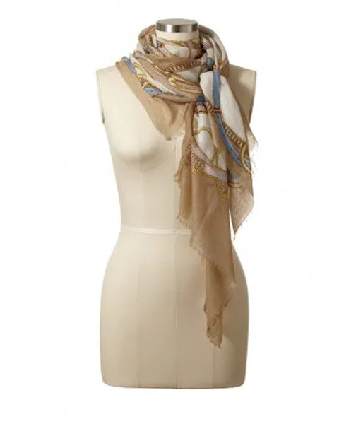 Cinta Featherweight Cashmere Scarf in Camel/Ivory