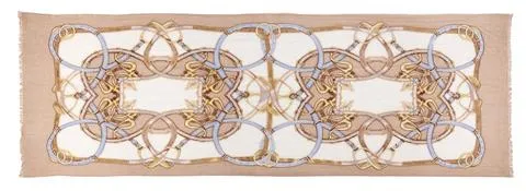 Cinta Featherweight Cashmere Scarf in Camel/Ivory