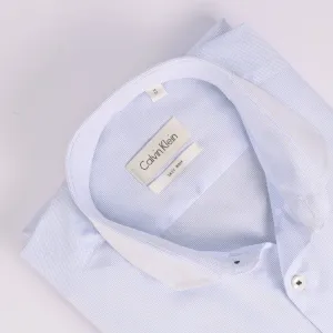 Ck Sky Blue Micro-Checkered Shirt