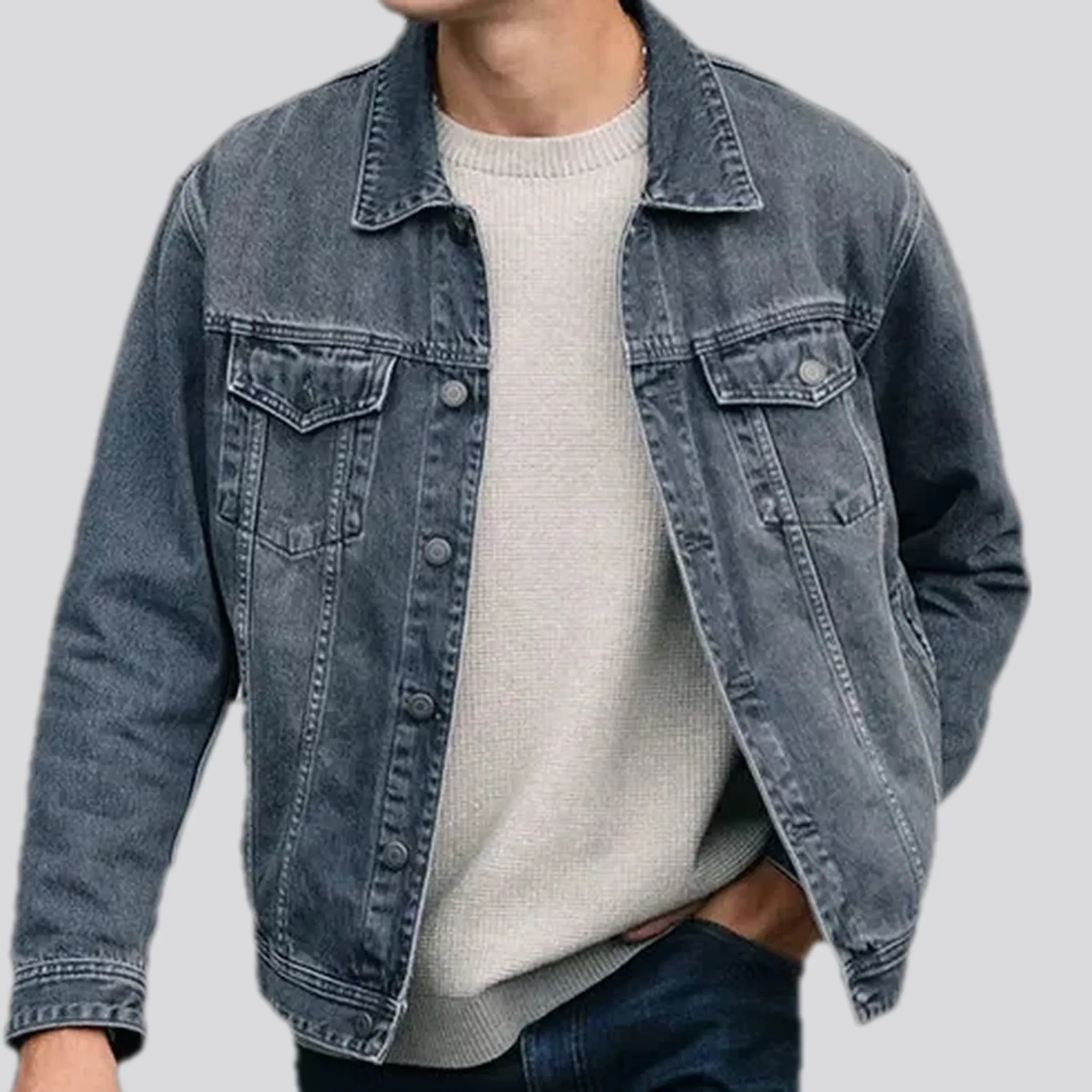 Classic faded men's jeans trucker jacket