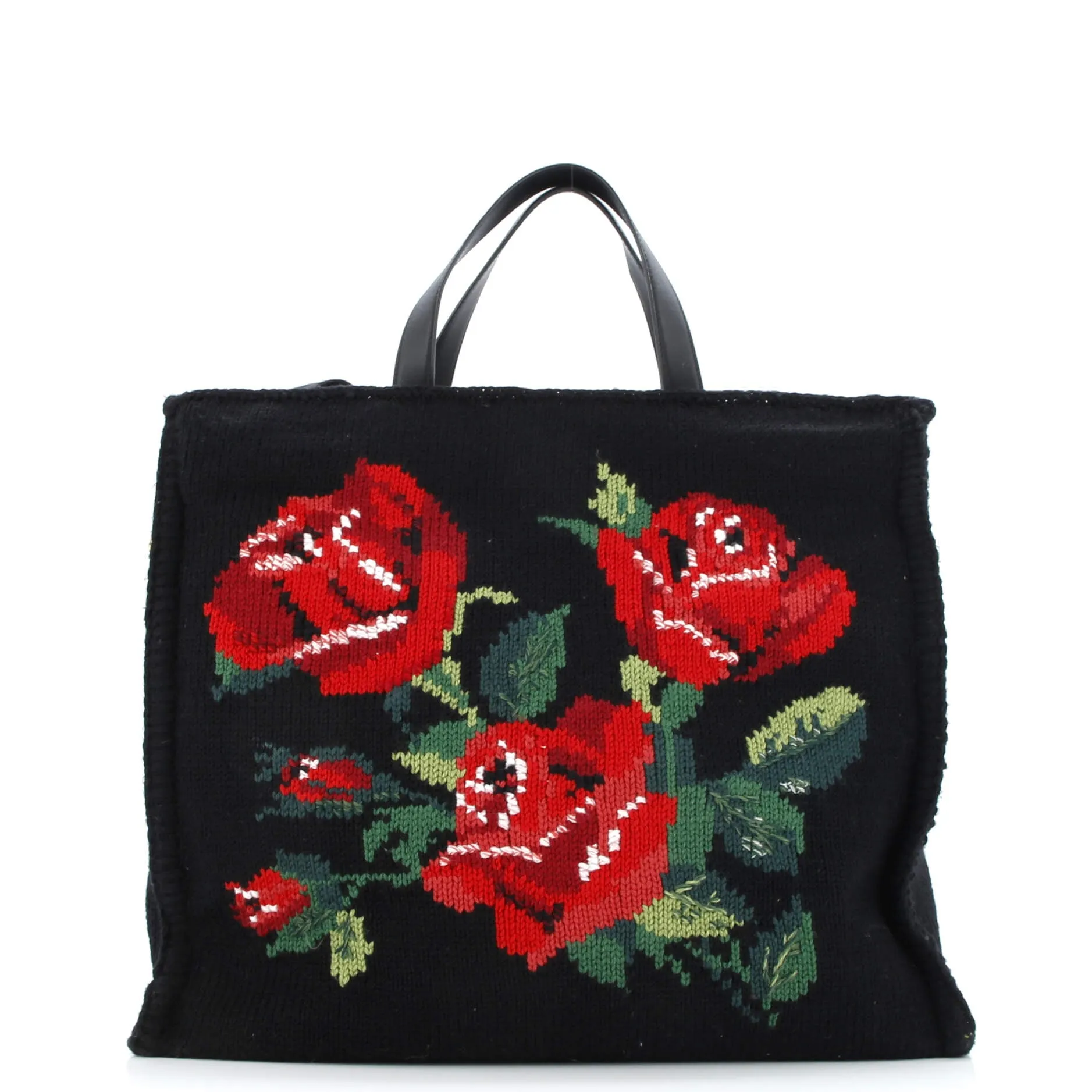 Convertible Open Tote Embroidered Knit Cashmere Large