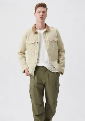 Cord Collared Beige Trucker Jacket