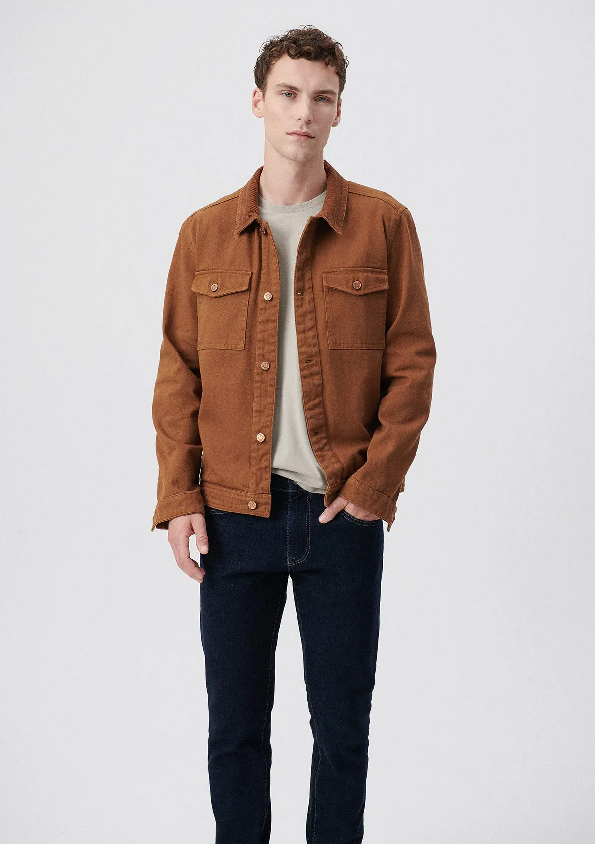 Cord Collared Brown Trucker Jacket
