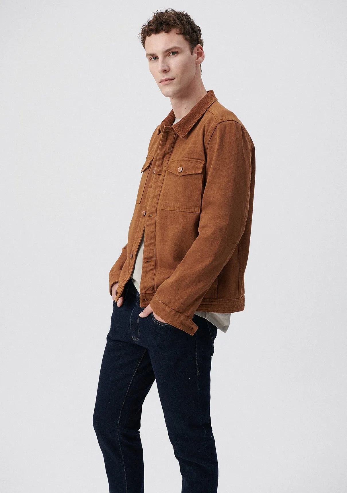 Cord Collared Brown Trucker Jacket
