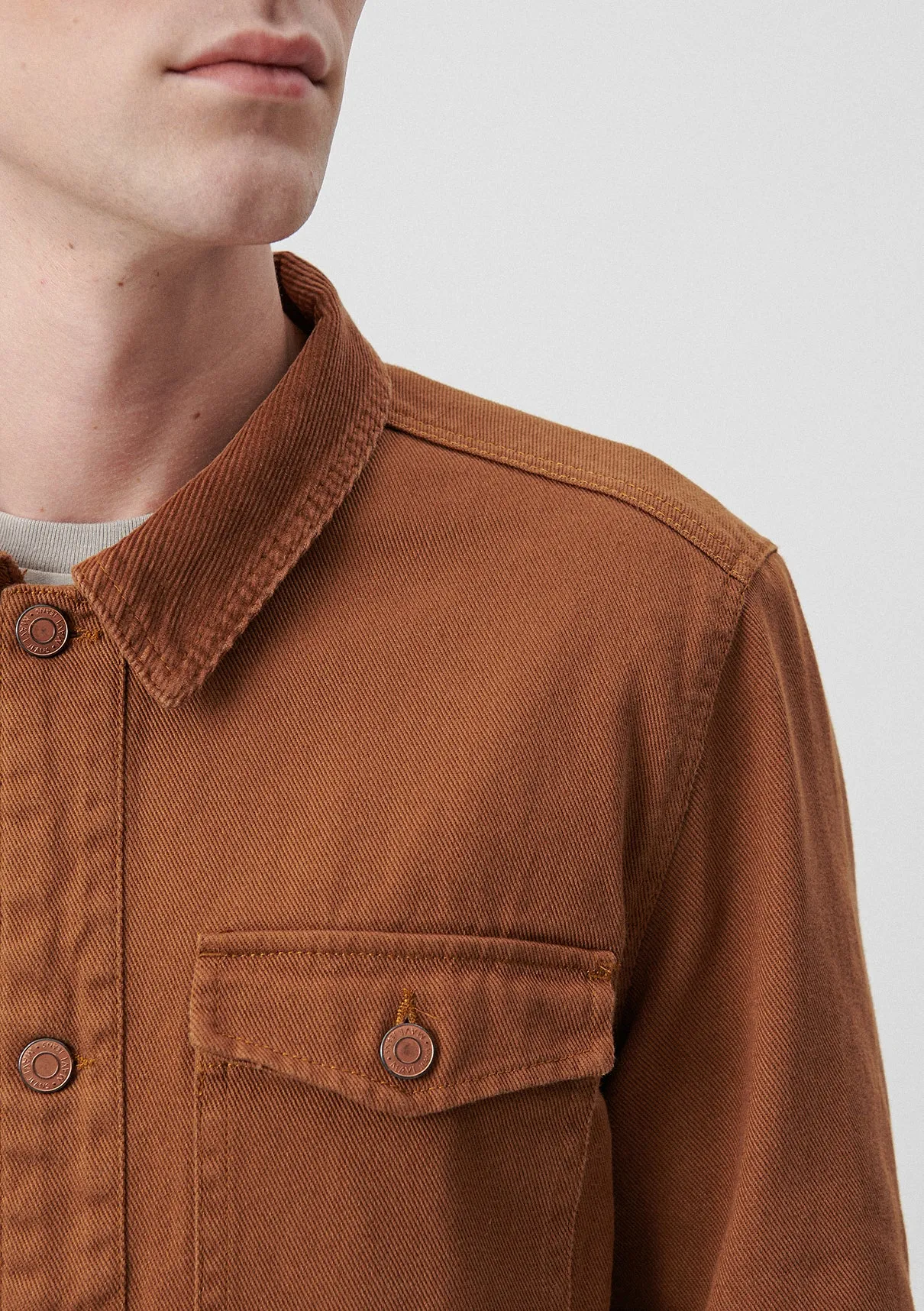 Cord Collared Brown Trucker Jacket