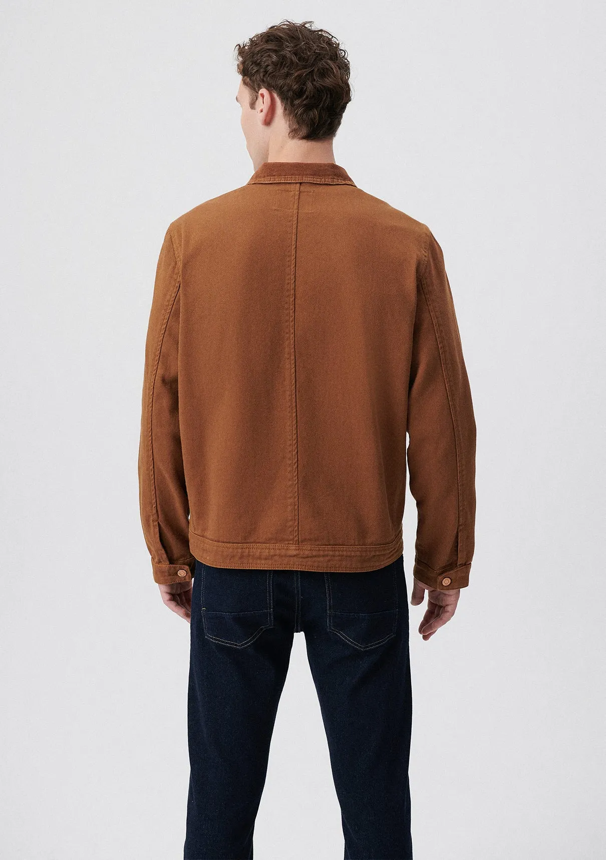 Cord Collared Brown Trucker Jacket