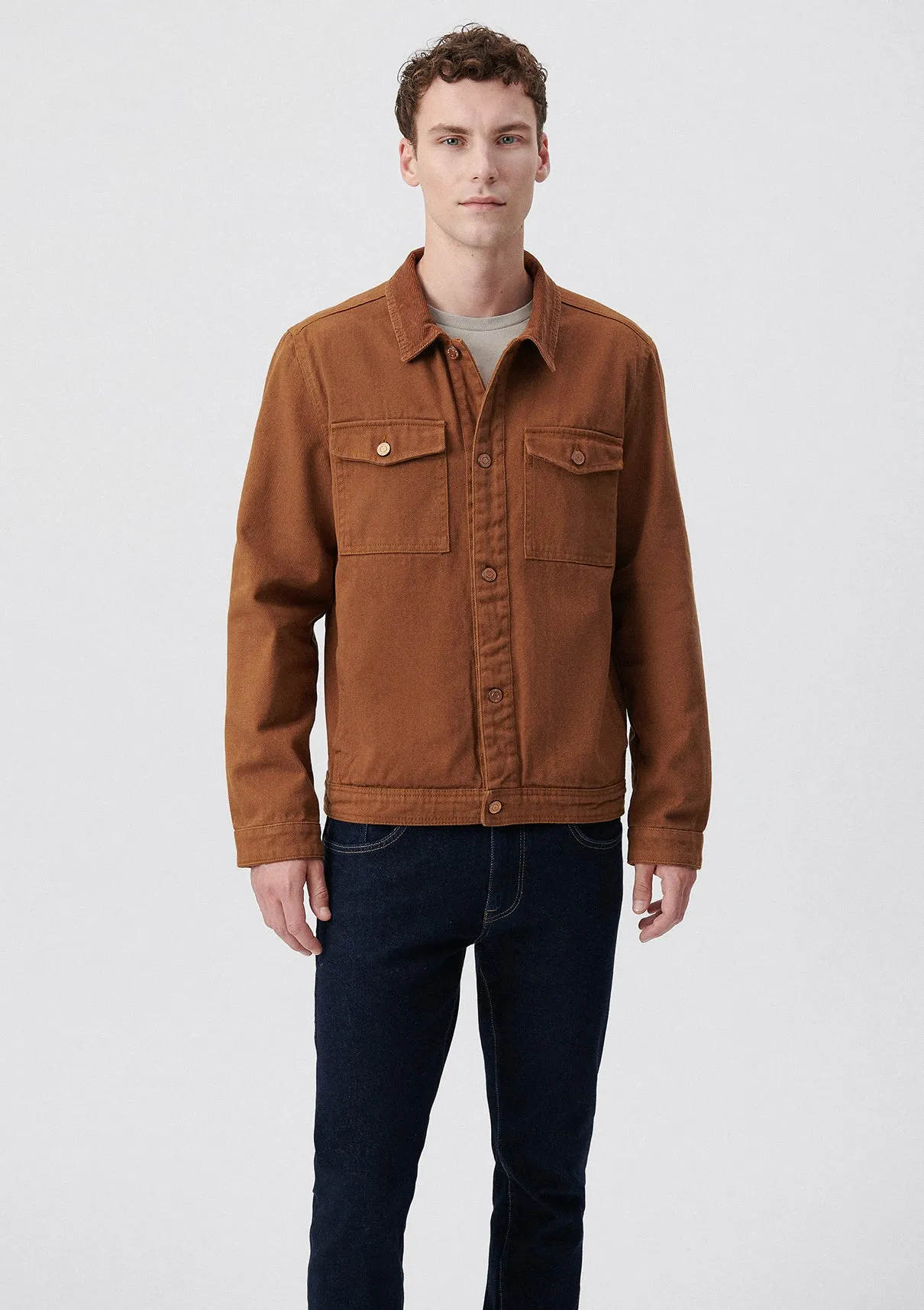 Cord Collared Brown Trucker Jacket