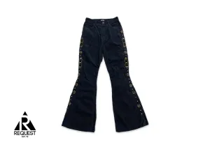 Corduroy Studded Gemstone Wallaby Flare Pants “Black”