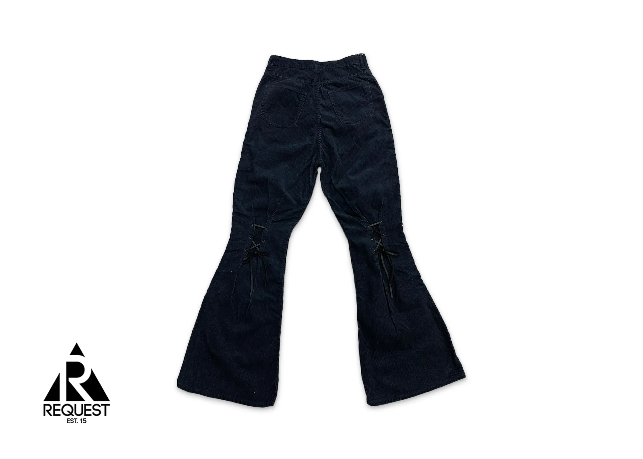 Corduroy Studded Gemstone Wallaby Flare Pants “Black”
