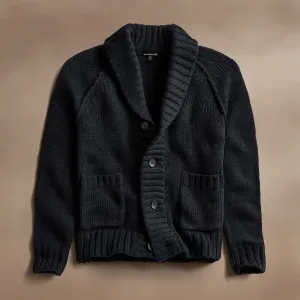 Cotton Knit Cardigan - Black