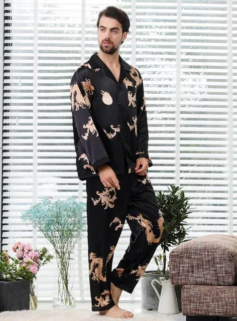Couple Silk Satin Pajamas Pyjamas Set Long Sleeve Sleepwear Pijama Pajamas Suit Women And Man Sleep 2PC Set Loungewear Plus Size